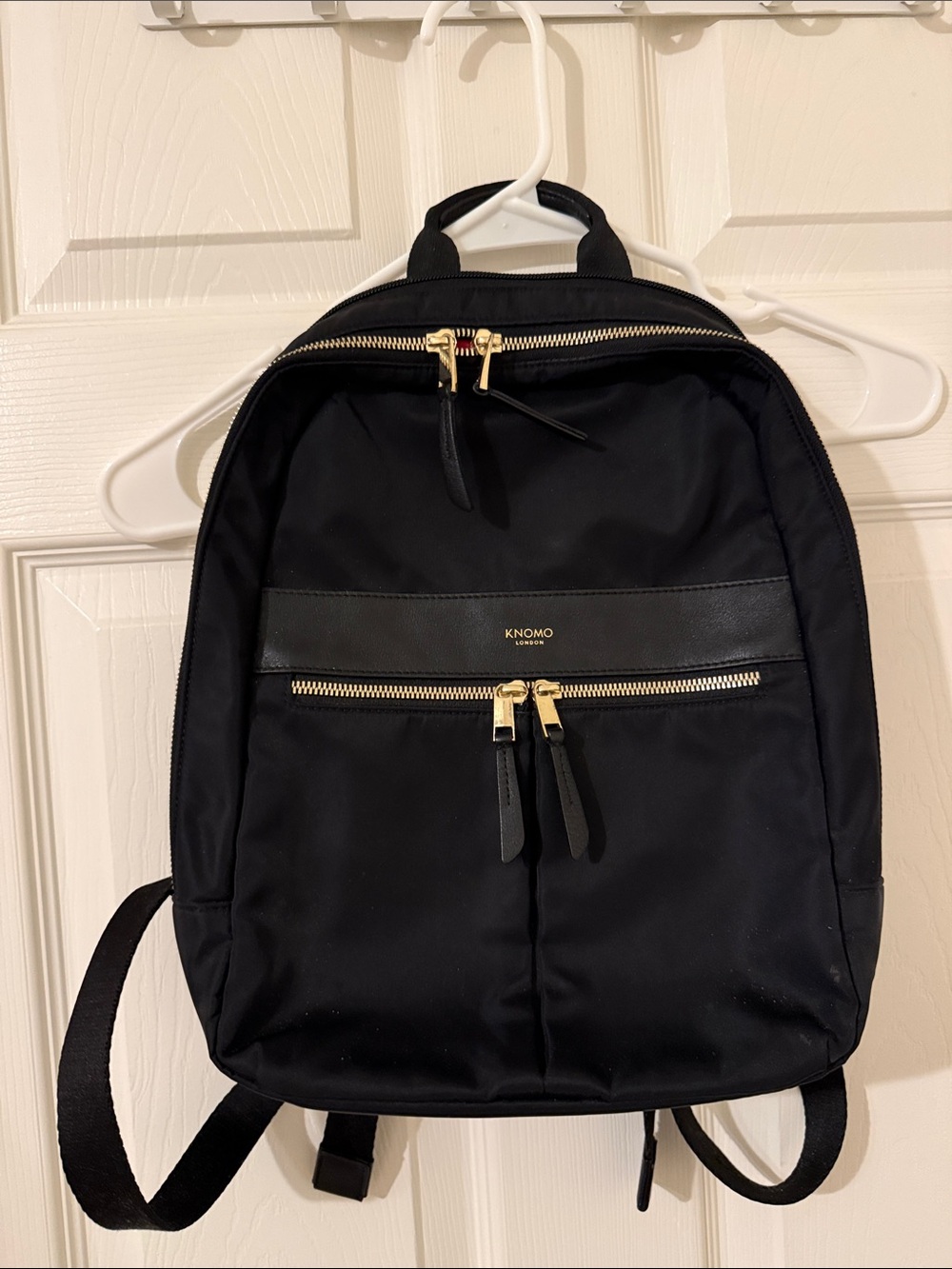 KNOMO Mini Beaufort Black Nylon Backpack with Gold Hardware